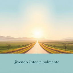 A serene and spiritual book cover featuring a central image of a long, straight road symbolizing an intentional journey, extending towards the horizon