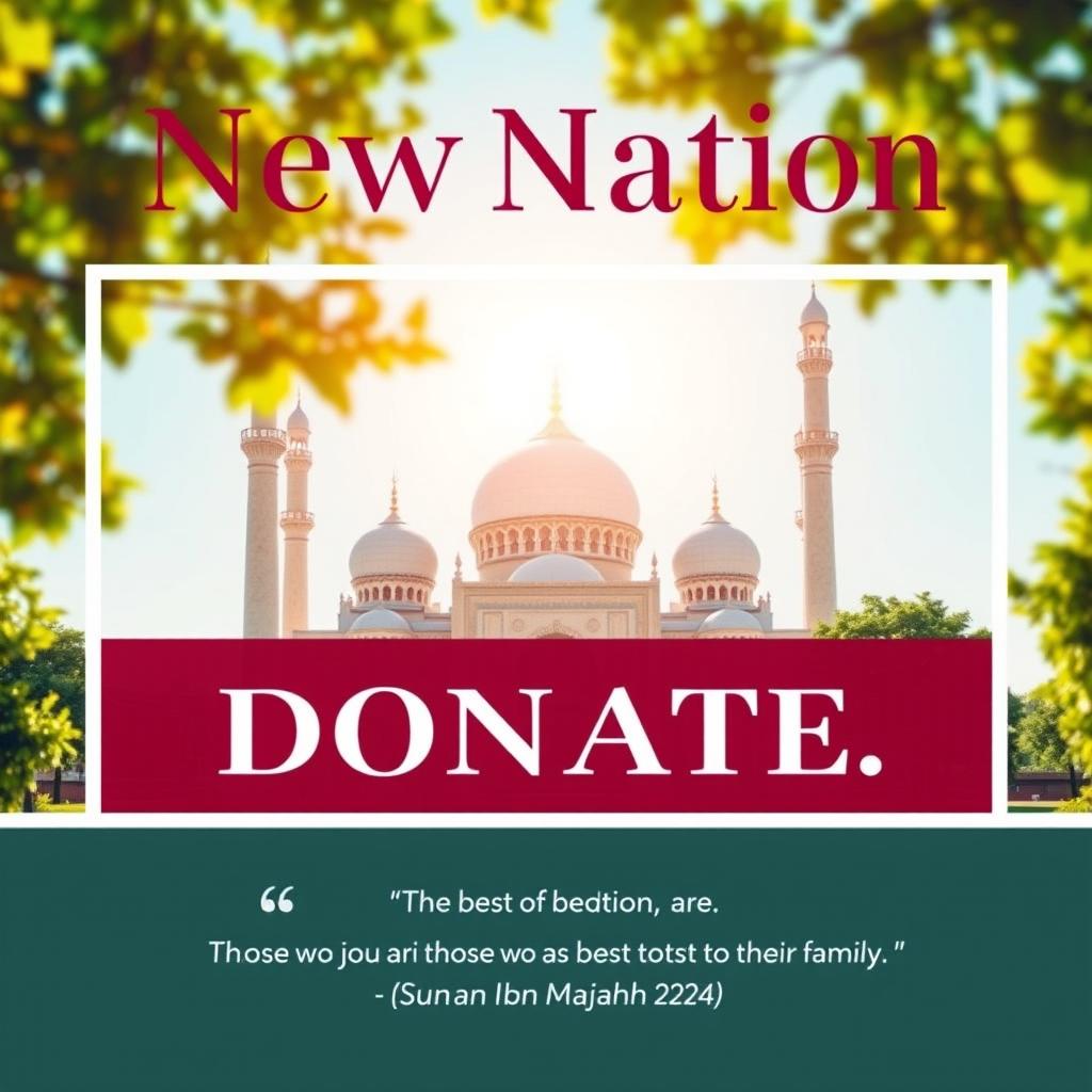 A vibrant and inspiring donation flyer for a new mosque being built