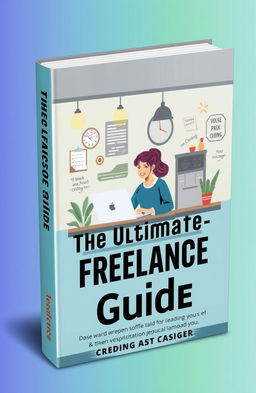 A visually appealing book cover design for 'The Ultimate Freelance Guide', featuring a modern and professional look
