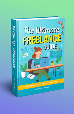A visually appealing book cover design for 'The Ultimate Freelance Guide', featuring a modern and professional look