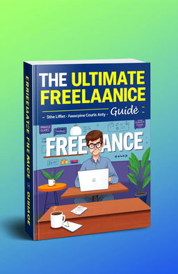 A visually appealing book cover design for 'The Ultimate Freelance Guide', featuring a modern and professional look