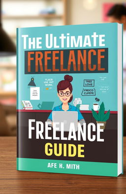 A visually appealing book cover design for 'The Ultimate Freelance Guide', featuring a modern and professional look