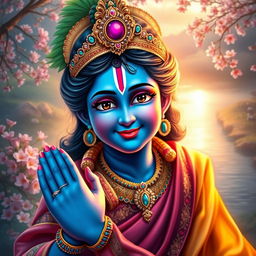 An exquisite portrayal of Lord Krishna, embodying beauty and grace