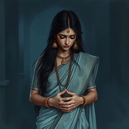 A poignant depiction of Draupadi in a moment of deep sorrow