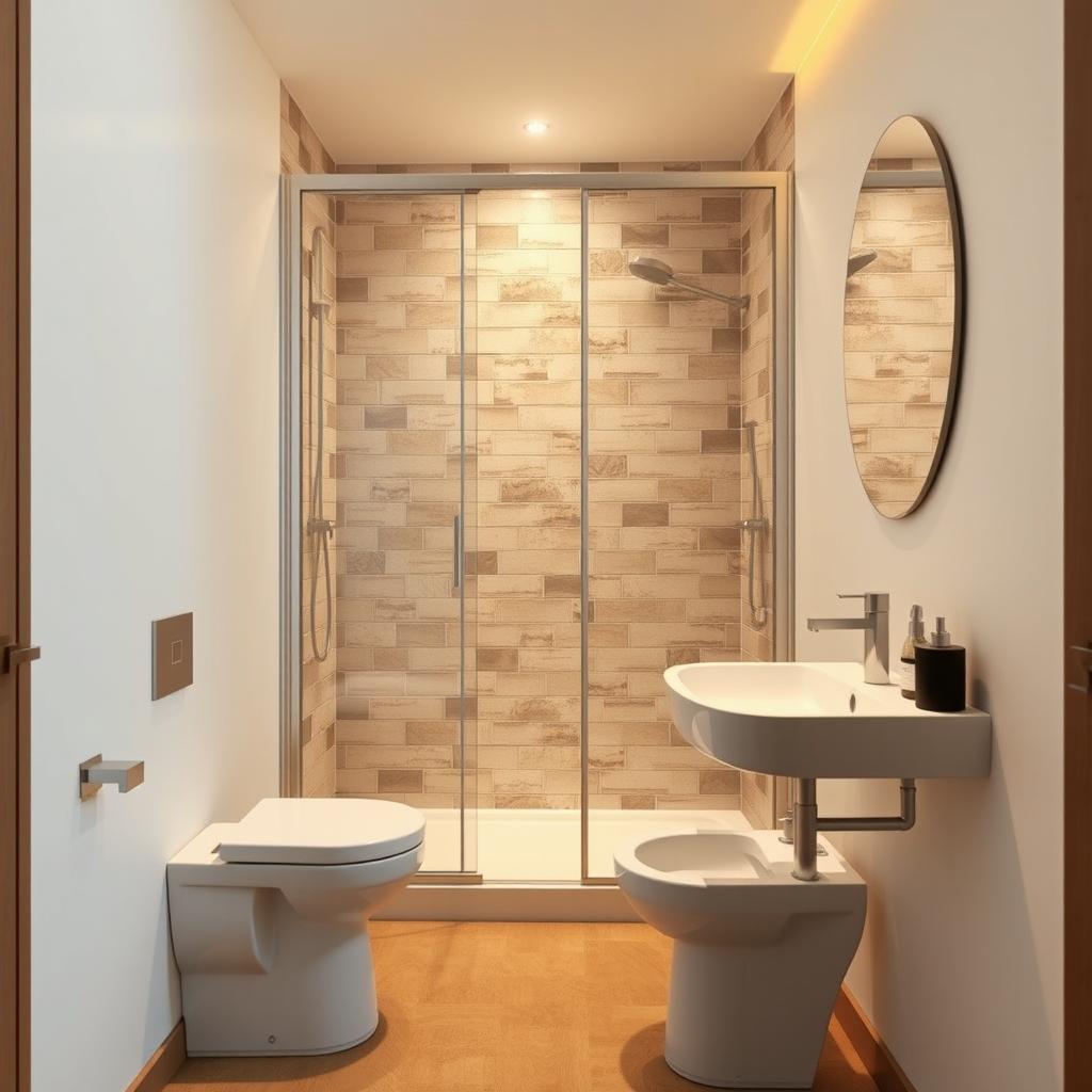 A cozy and modern shower room measuring 2