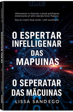 A professional and elegant book cover design for an informative book on artificial intelligence titled "O Despertar das Máquinas" by author Lissa Sandiego