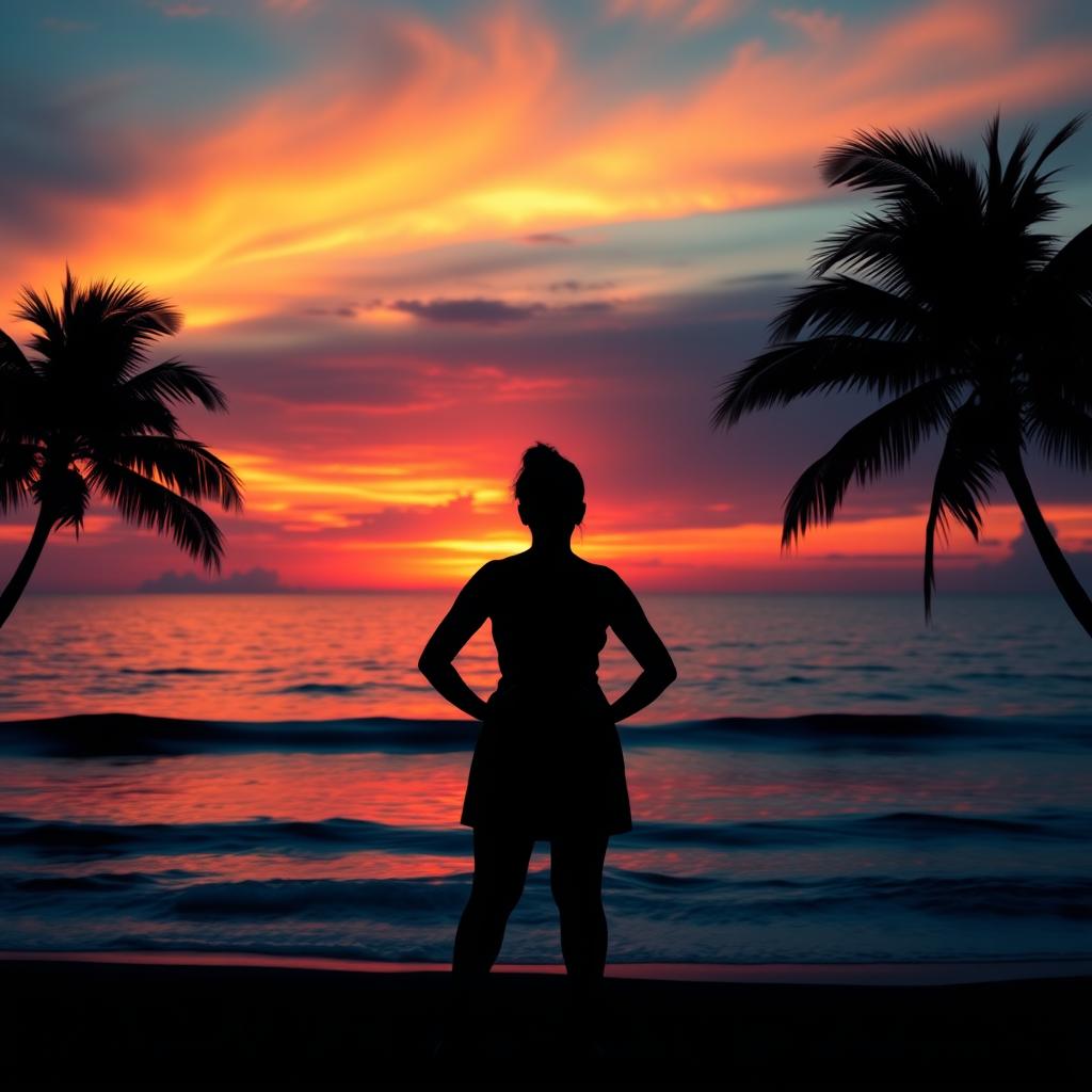 A stunning Facebook profile picture that showcases a serene ocean sunset silhouette