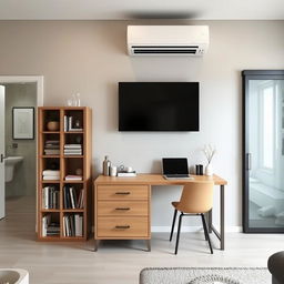 A well-organized interior layout on a 250 cm long wall