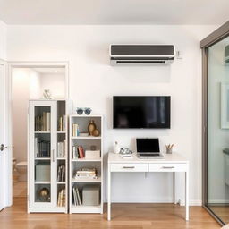 A well-organized interior layout on a 250 cm long wall