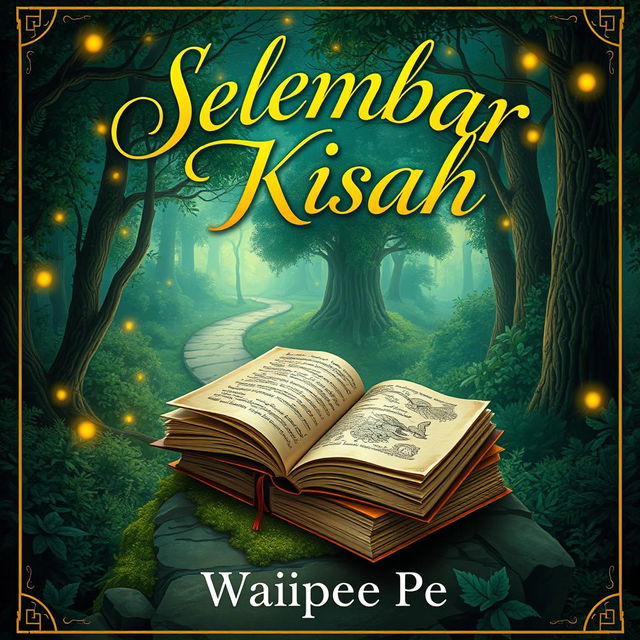 A captivating novel cover for 'Selembar Kisah', featuring an enchanting design that invites the reader to dive into a world of stories