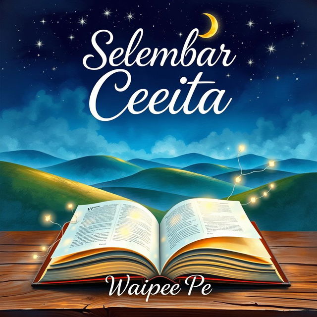 A captivating novel cover for 'Selembar Cerita', showcasing a rich and imaginative design that enchants the reader