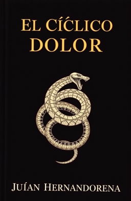 A striking book cover featuring a black background with a detailed illustration of a serpent eating its own tail, symbolizing the concept of cyclical pain