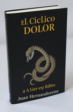 A striking book cover featuring a black background with a detailed illustration of a serpent eating its own tail, symbolizing the concept of cyclical pain