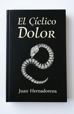 A striking book cover featuring a black background with a detailed illustration of a serpent eating its own tail, symbolizing the concept of cyclical pain