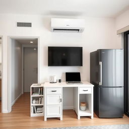 An interior layout on a 250 cm long wall featuring a white IKEA Billy bookshelf measuring 40 cm wide and 202 cm high, complete with an Oxberg glass-panel door, elegantly showcasing books and decor