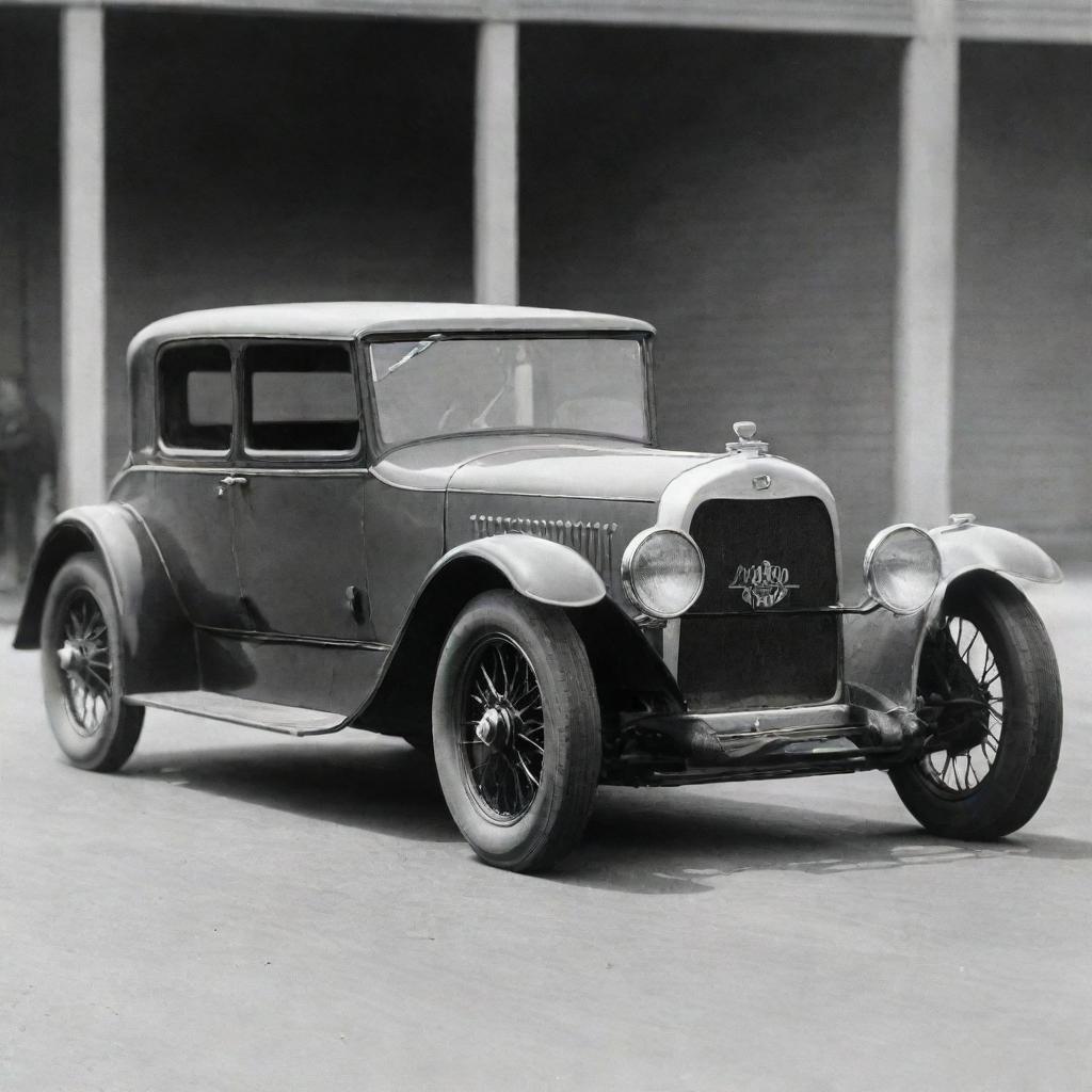 A speculative image of a NASCAR car from the 1920s, representing the pre-NASCAR era. It would be a modified sedan of the 20s, featuring tall, boxy design, large vintage wheels, rudimentary modifications for racing, and the unmistakable noise of a vintage four-cylinder engine