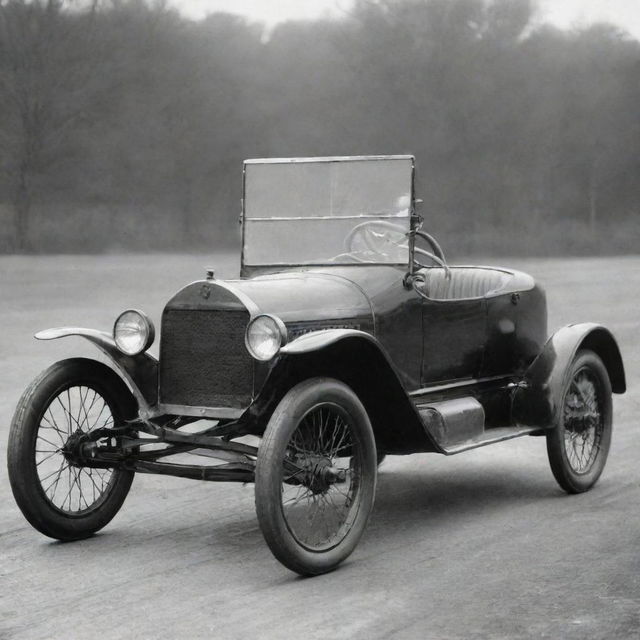 A creative interpretation of a NASCAR car from the 1910s, predating the establishment of NASCAR. The car would essentially be a modified 1910s automobile, showcasing wide, arching fenders, tall, skinny tires, a rudimentary roll-cage, and an open engine bay