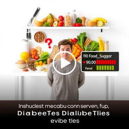 A thumbnail for a diabetes-related video, featuring a clean white background
