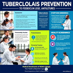 A vibrant and educational poster about tuberculosis prevention targeted at medical college students