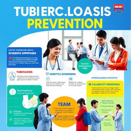 A vibrant and educational poster about tuberculosis prevention targeted at medical college students