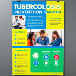 A vibrant and educational poster about tuberculosis prevention targeted at medical college students