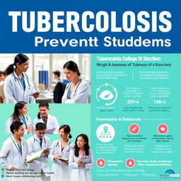 A vibrant and educational poster about tuberculosis prevention targeted at medical college students