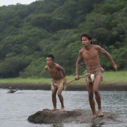 Switching the attention to the indigenous tribe as they skillfully hunt cattle on the small island. Their swift movements and traditional hunting techniques echo the raw authenticity of their way of life.