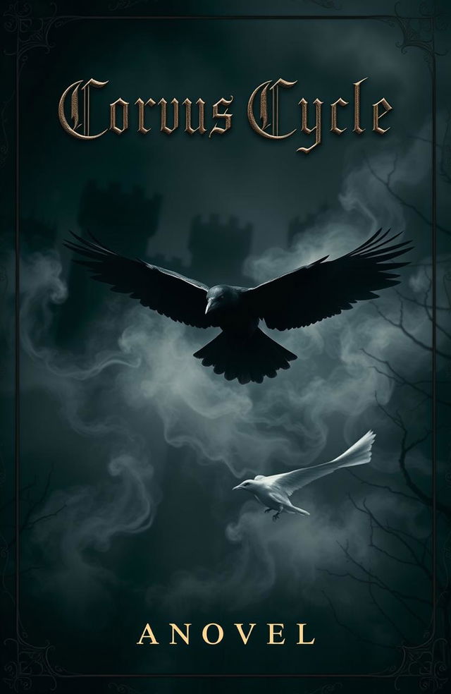 A novel cover titled 'Corvus Cycle' featuring a dark and atmospheric scene