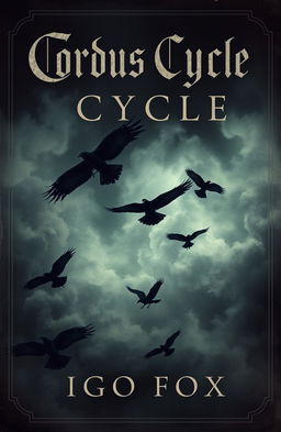 A captivating novel cover for 'Corvus Cycle', featuring a dark, vintage aesthetic