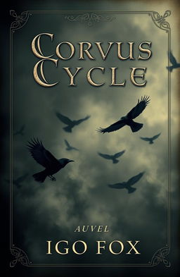 A captivating novel cover for 'Corvus Cycle', featuring a dark, vintage aesthetic