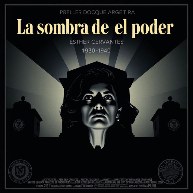 A poster for 'La sombra del poder' set in 1930-1940 Argentina