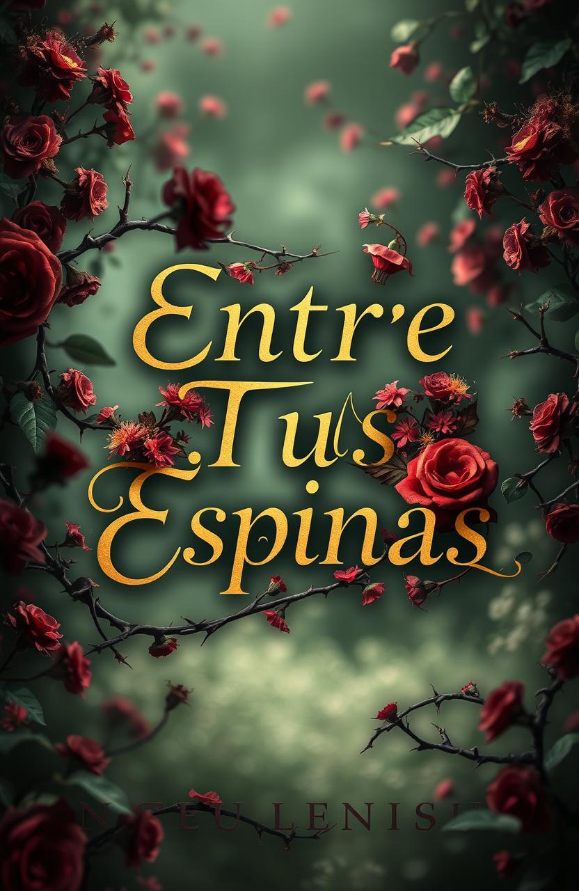 A striking book cover design featuring the phrase 'Entre Tus Espinas' artistically rendered in bold, elegant typography