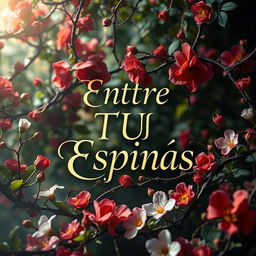 A captivating book cover design featuring the phrase 'Entre Tus Espinas' elegantly displayed in bold, artistic typography without an author's name
