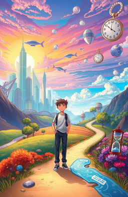 A surreal illustration depicting the concept of early maturity, featuring a young adult standing at a metaphorical crossroads, surrounded by vibrant landscapes that represent various life paths