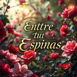 A visually captivating book cover design featuring the title 'Entre Tus Espinas' prominently displayed in a stylish, artistic font