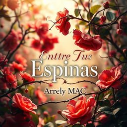 A captivating book cover design featuring the title 'Entre Tus Espinas' prominently displayed in elegant, bold typography at the center