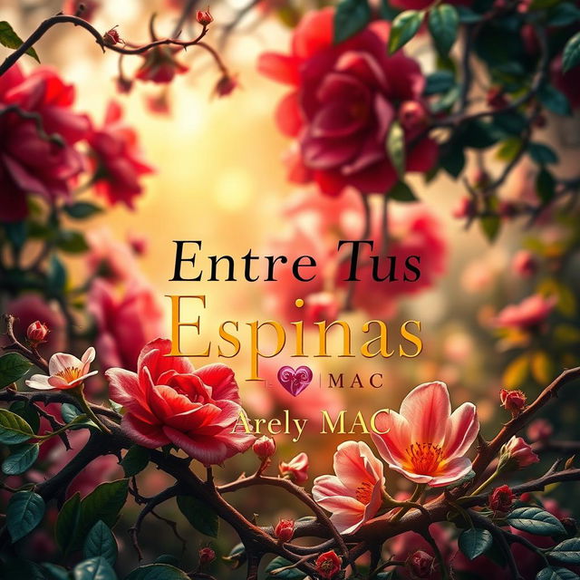 A captivating book cover design featuring the title 'Entre Tus Espinas' prominently displayed in elegant, bold typography at the center