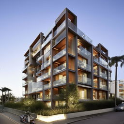 A south-facing rental apartment building with an impressive and modern architectural elevation