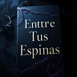 A captivating book cover design featuring the title 'Entre Tus Espinas' prominently displayed in bold, elegant typography at the center