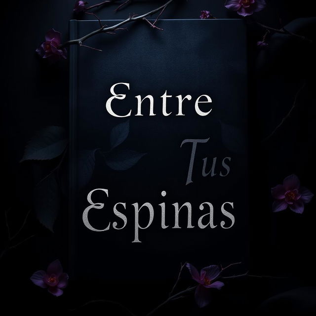 A captivating book cover design featuring the title 'Entre Tus Espinas' prominently displayed in bold, elegant typography at the center