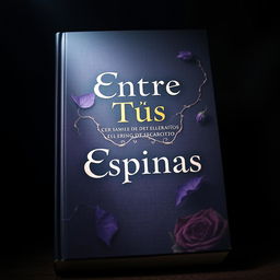 A captivating book cover design featuring the title 'Entre Tus Espinas' prominently displayed in bold, artistic typography at the center