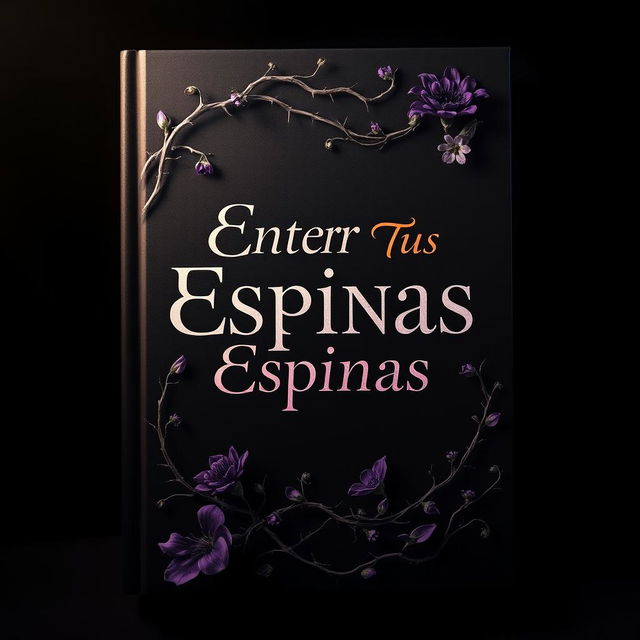 A captivating book cover design featuring the title 'Entre Tus Espinas' prominently displayed in bold, artistic typography at the center