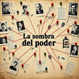 A poster for 'La sombra del poder' focused solely on a police investigation board