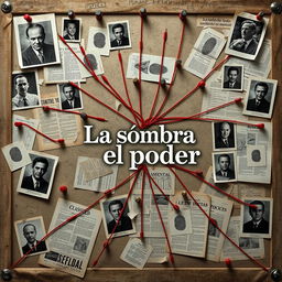 A poster for 'La sombra del poder' focused solely on a police investigation board