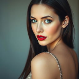 A portrait of a woman turned to the side, highlighting her elegant features