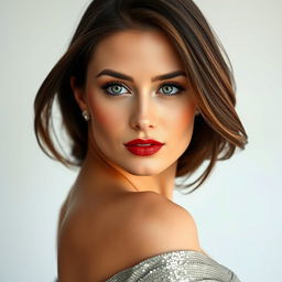 A portrait of a woman turned to the side, highlighting her elegant features