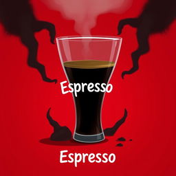 A digital 2D artwork featuring a glass of espresso coffee, designed in a minimalist and cartoonic style