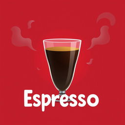 A digital 2D artwork featuring a glass of espresso coffee, designed in a minimalist and cartoonic style
