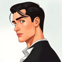 A realistic illustration of a man turned to the side, showcasing his refined features with great detail