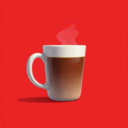 A digital 2D artwork featuring a stylized mug of coffee, designed with a minimalist approach